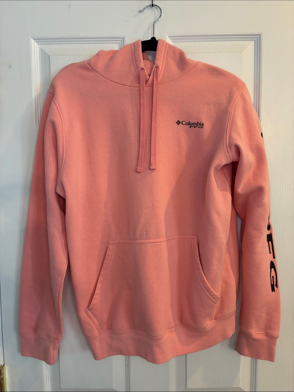 Columbia Coral Pink Hoodie with Logo Sleeve Detail